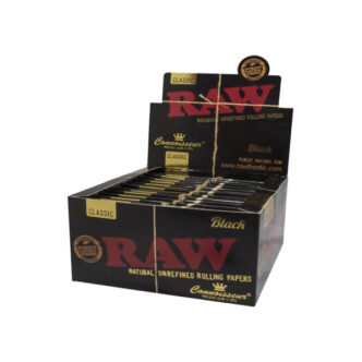 24 Raw Black Classic King Size Slim Connoisseur Rolling Papers + Tips Nature Creations CBD and healthcare store