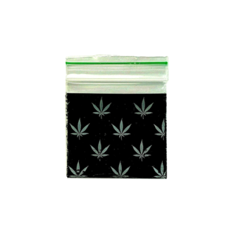 Zipper Branded 40mm x 40mm Black Leaf Bag Nature Creations CBD and healthcare store