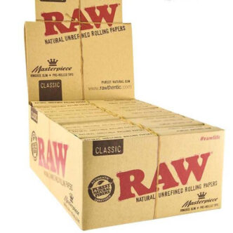 24 Raw Classic King Size Slim Rolling Papers + Tips (Connoisseur) Nature Creations CBD and healthcare store