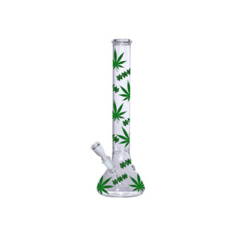 18″ Amsterdam Green Leaves Designs Glass Bong – GB6 Nature Creations CBD and healthcare store